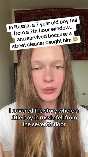 In Russia: a 7 year old boy fell from a 7th floor window… and survived because a street cleaner caught him 😨 #russia