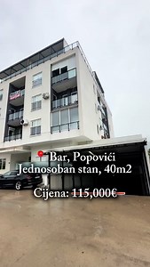 📍Jednosoban stan, 40m2, BAR, Prodaja Na prodaju namjesten jednosoban stan, nalazi se u Baru, u naselju Popovici, u zgradi iza Cakan sporta. Stan je ukupne povrsine 40m2, pozicioniran na 3.spratu (nije poslednji). Zgrada posjeduje 2 lifta. U cijenu stana ukljuceno jedno garaino mjesto! Odlina prilika za investiciju! Cijena: 108,000€ 📲 382 68 356057 | City Properties Nekretnine