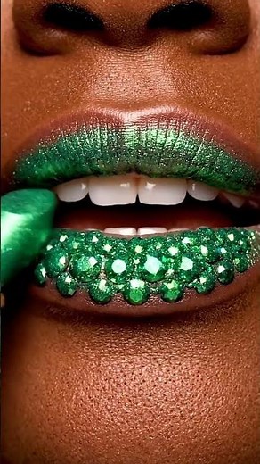 Applying Emerald Wave Class-Ring Lipstick 💚✨ | Relaxing AI ASMR Makeup | Crystal Beauty Sounds