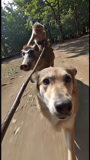 Monkey blogger on a boar 🤯🐒📸 #funnyanimals #monkey #viralvideo #animals #wildlife #monkeyvlog