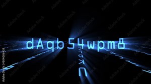 Authorized scrambled data animation in blue matrix style data Stock Video