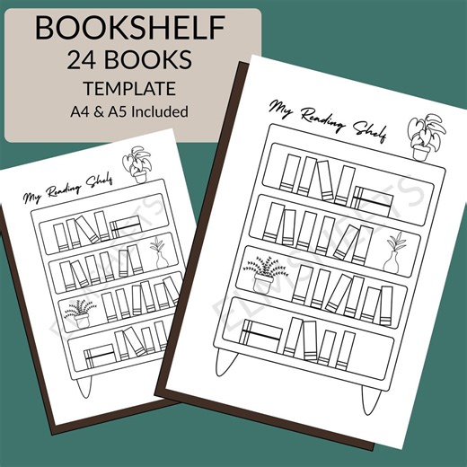 Bookshelf Reading Tracker Printable | 24 Books Challenge Template | A4 & A5 Book Tracker | Reading Journal Insert | PDF Download - Etsy