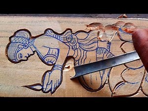 beautiful wood carving women and lotus|| wood art