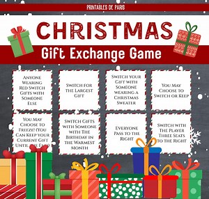 Christmas Gift Exchange Game, Christmas Printable Game, White Elephant Gift Game, Christmas Party Game, Christmas Gift Game, Christmas Game - Etsy