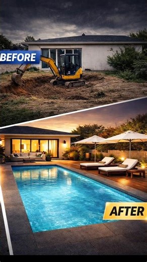 Empty Backyard to Luxury Pool 😱 | Full Transformation #Shorts