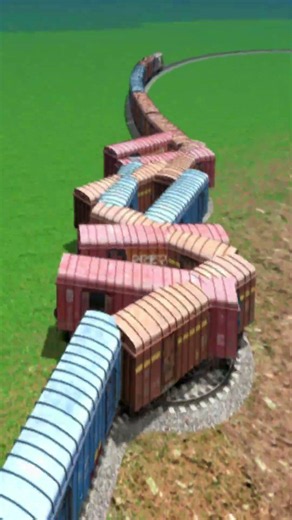 Crazy Massive Train Passing Through Unique Railroad 💥 Funny BeamNG.Drive Simulator #shorts