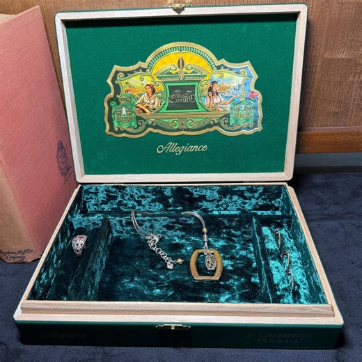 Upcycled Cigar Box Jewelry Organizer With Ring Holders, Forest Green Velvet Lining - Etsy
