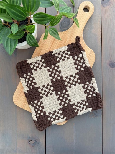 Handmade Large Loom Woven Potholder - Oven Mitt, Hot Pad, Kitchen Decor - Brown and Tan/beige Neutral Earth Tone Colors - Etsy