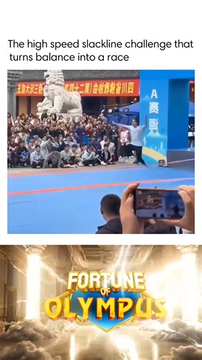Scifactism on Instagram: "Slackline speed racing is one of China’s most thrilling and visually striking balance sports. Athletes sprint across narrow, tensioned lines that shake with every step, demanding perfect coordination, core strength, and lightning-fast reflexes. Unlike traditional slacklining, which focuses on tricks or stability, this sport is a pure test of speed, balance, and rapid recovery—all at once. Every step causes the line to oscillate, requiring split-second adjustments to avo