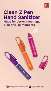Clean Z Pen Hand Sanitizer (Item# 14199) is designed for the way modern workdays actually move; between desks, meetings, and on-the-go moments. Its sleek, pen-style design makes hygiene effortless, whether it’s clipped to a notebook, kept on a desk, or carried in a bag. More than just a sanitizer, it’s a practical everyday essential that fits seamlessly into professional environments. [promo product, Brand visibility, corporate gifting, workplace] #promodirect #CleanZPenHandSanitizer #promotiona