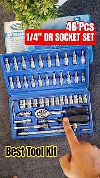 46 Pcs 1/4" DR Socket Set 🔥 Heavy Duty Ratchet Tool Kit | Goti Set for Car, Bike, Home & Garage #diy
