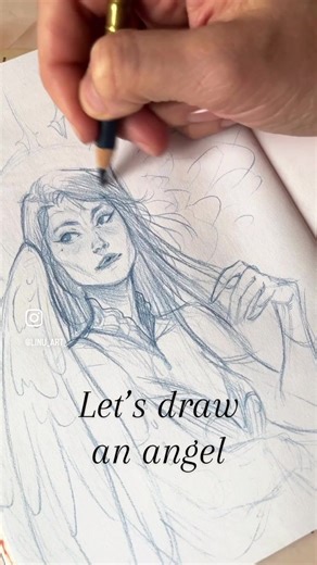 Traditional Angel Drawing Process with Faber-Castell