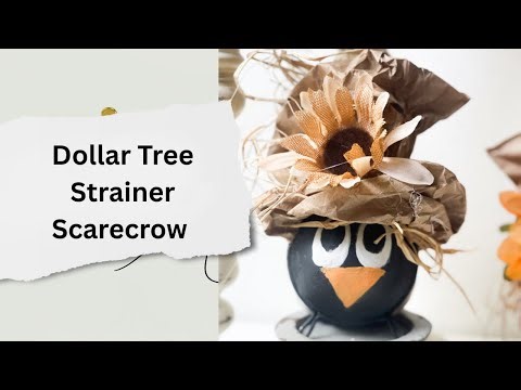 DIY Dollar Tree Scarecrow | Easy Strainer & Paper Bag Craft for Fall