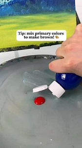 Tip: mix primary colors to create brown for tree trunks! 🎨🌳 #paintingtips #tipsandtricks #beginner #easypainting | Emily Seilhamer Art