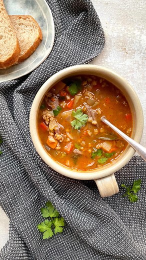 ~ LAMB SHANK, BARLEY & VEGETABLE SOUP ~ This is a soup that I have been eating since I was a kid and it hits the spot every single time - the perfect Winter warmer. You can use whatever combination of vegetables that you have for this soup. It can also all be popped into a slow cooker and cooked on low for 4-6 hours. Ingredients: 2 lamb shanks 1 brown onion, diced 2 cloves garlic, crushed 1 medium parsnip, peeled and diced 2 carrots, diced 2 sticks celery, diced 300g pumpkin, diced 2 tbs tomato 
