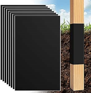 DECOHS 8 Pcs Fence Post Protection, 16.7 x 10.4 Inch Waterproof Fence Rot Protection, Wood Post Sleeve Post Wrap Fits 3" x 3" to 4" x 4" Square and 3" to 5" Round Posts