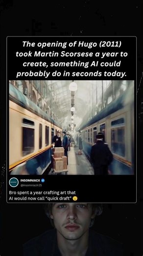 The opening of Hugo (2011) took Martin Scorsese a year to create, something AI could probably do