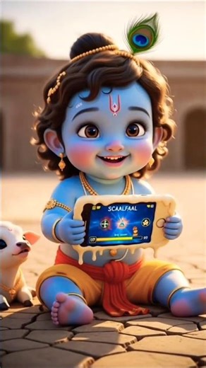 I Look Very Cute While Using My Phone, Bal Krishna ||😍📱💙 #shorts #krishna #mobile