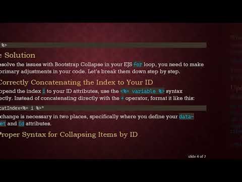 Fixing Bootstrap Collapse Issues Inside for Loops in EJS