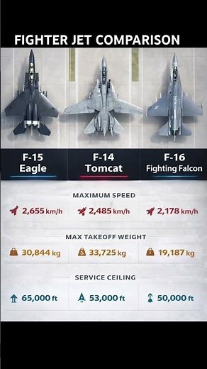 F-15 vs F-14 vs F-16 Ultimate FighterJet Comparison #aviation #jets #military #fighterjets #airforce