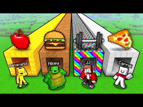 JJ and Mikey: FAT vs STRONG vs WEAK Tunnel Battle in Minecraft...