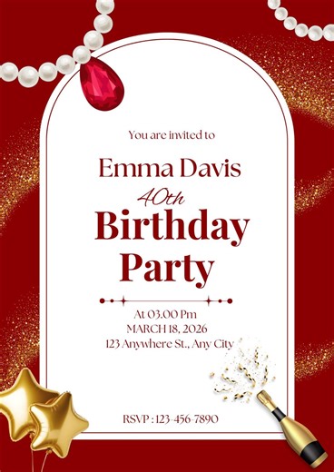 40th Birthday Invitation - Etsy