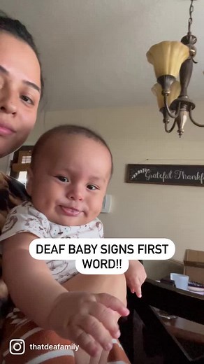 😭😭🙌🏽🙌🏽YES, deaf babies can babble first words in sign language! just like hearing babies make noises, “dada” or “baba” i have seen many hearing moms/dads wish they can hear their deaf baby’s first voice saying “mom” or “dad”. doesn’t sign language count too? 🤍🤍 #firstword #signlanguage #deafbaby #hoh #asl #mom #reels #viral