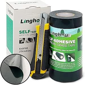 Double Sided Artificial Grass Turf Seam Tape 6" x 16' Self Adhesive Seaming Tape for Concrete Wood Floors Patios Indoor Outdoor Carpets Synthetic Turf or Green Lawn Rugs