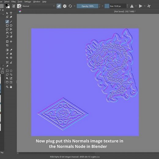 How to make Normals from Texture with Krita #vtuber #vtubers #3dvtuber #blender #krita