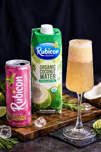 This is why they call us exotic🥥🥂😎 A tropical mocktail for your get-togethers or a refreshing post-workout sip that tastes like summer. Blend coconut water, grape, and melon, then top it off with guava sparkling. Add a pinch of salt and a squeeze of lime for extra hydration and a sour kick. Check out the full recipe on our website. #mocktail #mocktails #mocktailrecipe