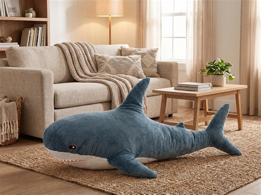 55 Inch Giant Blue Shark Plush, Oversized Soft Stuffed Animal, Body Cushion - Etsy