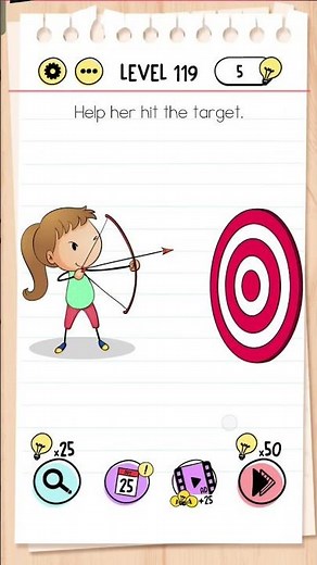 Help her hit the target brain test level 119 solution - Make the target big by zooming and hit