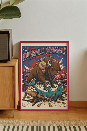 Buffalo Football Poster: Bill Man Cave Art, Comic Book Style - Etsy