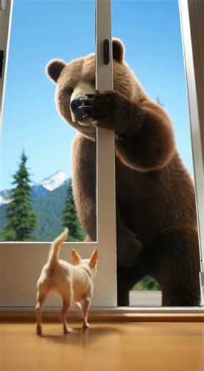 Chihuahua Yells at the Bear… Door Actually Opens 😳🐻🐶