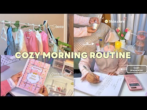 Cozy Morning Routine ✨☕🌿 + DIY Cute Daily Planner Notebook 📓🎀 | Student Aesthetic Vlog 💛✨