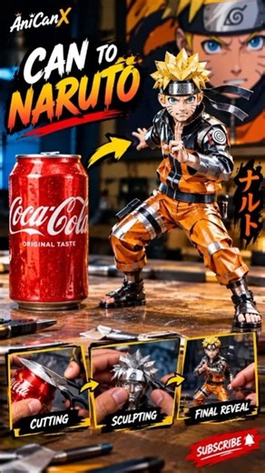 I Turned a Coca-Cola Can Into Naruto 😱🔥 #Naruto #Anime #CanArt #Shorts