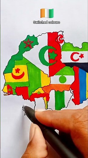 Draw Flag Map of Ivory Coast 🇨🇮 #ivorycoast