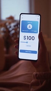 Sending money to a friend. Successful online digital transaction. Fictional Interface.