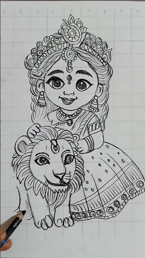 How to draw Durga mata Full face, easy drawing for beginners, mata Durga drawing