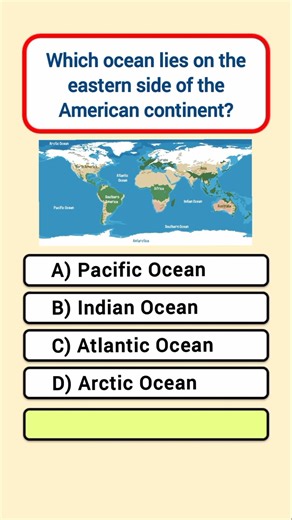 who ocean lies on the eastern side of the American continent #america #shorts