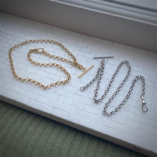 Watch Fob Chain or Necklace Inspired by Victorian / Edwardian Albert’s Chain in Gold or Rhodium Electroplate. Antique Replica Design. - Etsy