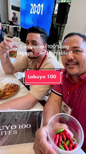 Can you eat 100 Siling Labuyo in 20 minutes? @philippinehotsauceclub Grabe! Ang anghang! Watch until the end to see if I was able to finish eating all the labuyo 🌶️ Thanks to Larry Cariño who is the founder of Labuyo 100 Challenge and Malloc Navarro for the laing at caldereta! ABOUT LABUYO 100 RITES This will be the 6th time that the LABUYO 100 RITES will be held at the Chili Festival. The Labuyo 100 group is an exclusive club of chili enthusiasts that have eaten 100 pieces of labuyo with food.