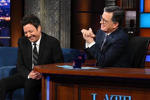 Jimmy Fallon Jokes About Colbert’s Replacement in Unaired 'Late Show' Clip