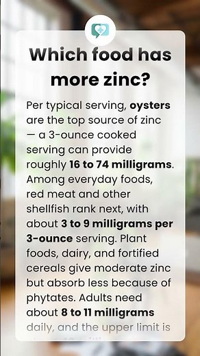 Which food has more zinc?