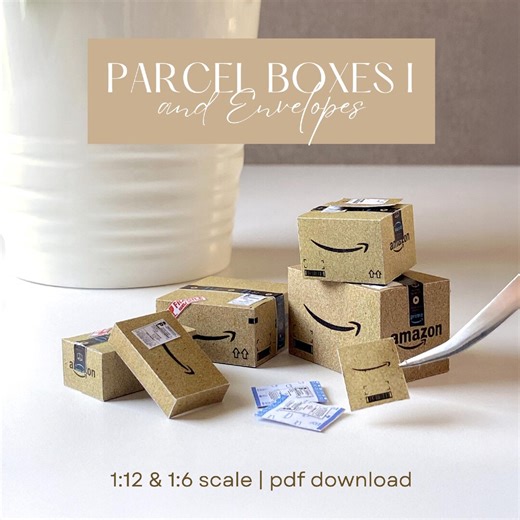 Miniature Amazon-style Boxes and Mailers, 1:12 &1/6 Scale Printable DIY Dollhouse Postal Parcel and Envelopes, Tiny Shipping Boxes Template - Etsy