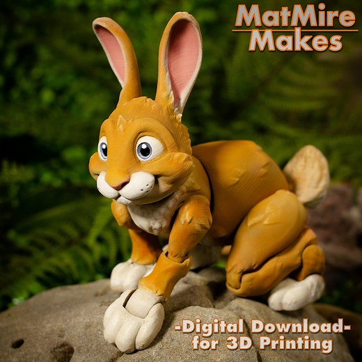 Bunny Rabbit Digital .STL File for 3d Printing, Articulated Fidget Figure, Print-in-place, Cute Flexi, 3MF Included - Etsy