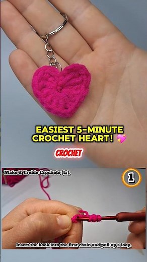EASIEST 5-Minute Crochet Heart! 💖 #shorts #crochet