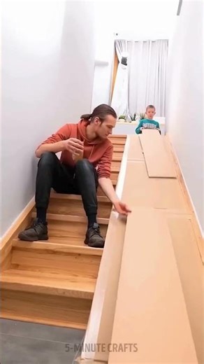 Epic Cardboard Slide Adventure! 🎢✨ #Shorts #DIY #Fun