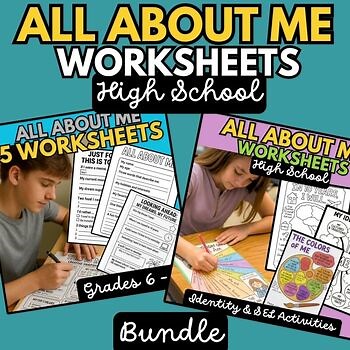 All About Me Worksheets for High School | Back to School Identity SEL Activities