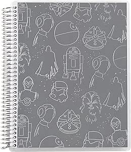 8.5" x 11" Spiral Bound Dot Grid Journal Notebook - Star Wars Metallic Outlines. 5mm Dot Grid. 160 Page Writing, Drawing & Art Notebook. 80Lb Thick Mohawk Paper. Stickers Included by Erin Condren.